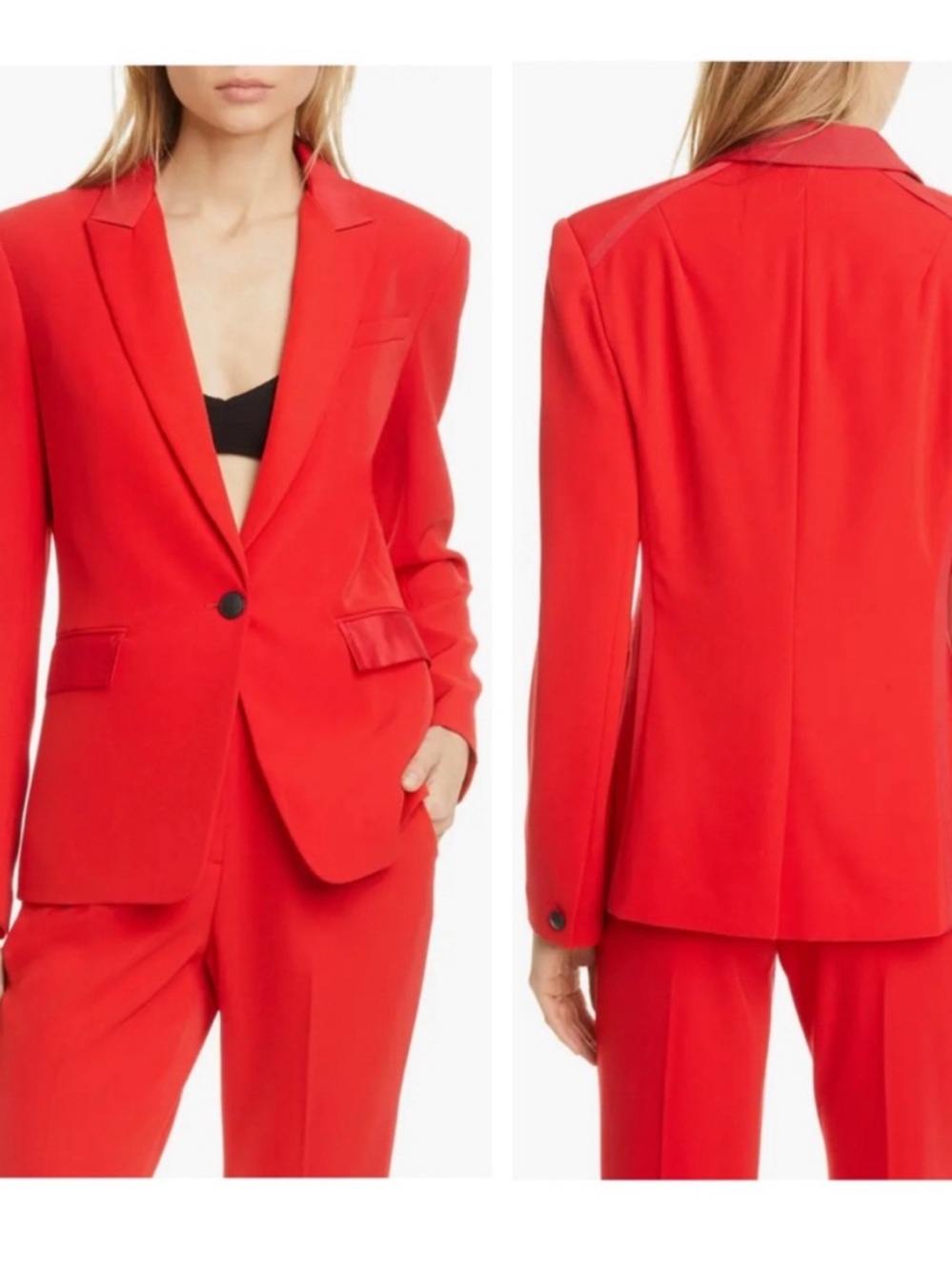 Rag & Bone Rylie Blazer Grosgrain Trim in True Red Sz 4/6